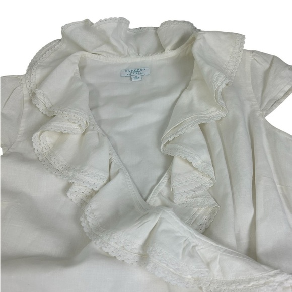 Calypso St. Barth for Target Womens SZ S White Linen Ruffle Wrap Dress Romantic - Picture 9 of 14